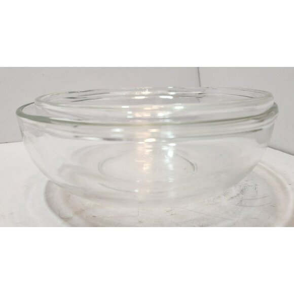 Vintage Classic Pyrex Clear Glass Bowl Nesting Set w/Handles 23 & 24 1.5 & 2 QT - Picture 5 of 15